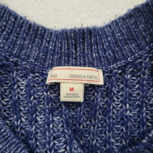 GAP V-Neck Knit Sweater in Blue & White Women's Size M - Picture 3 of 7